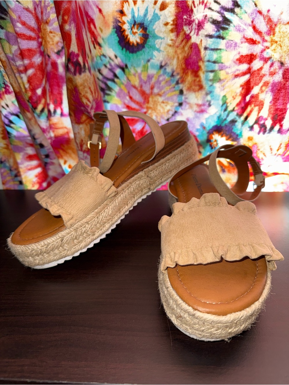 Pierre Dumas "Magic-9" Ruffled Platform Espadrille Sandals